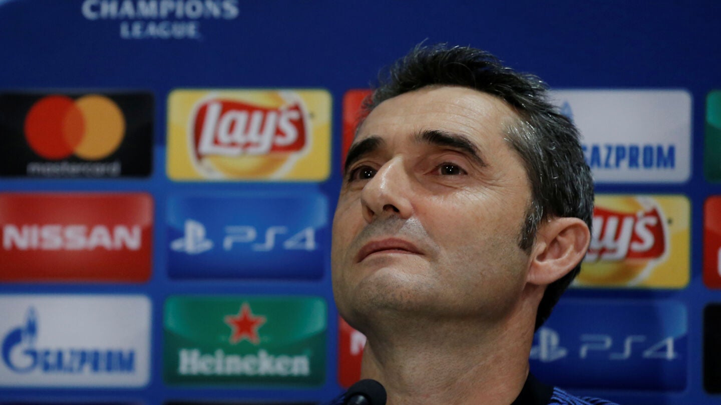 Ernesto Valverde, durante la rueda de prensa