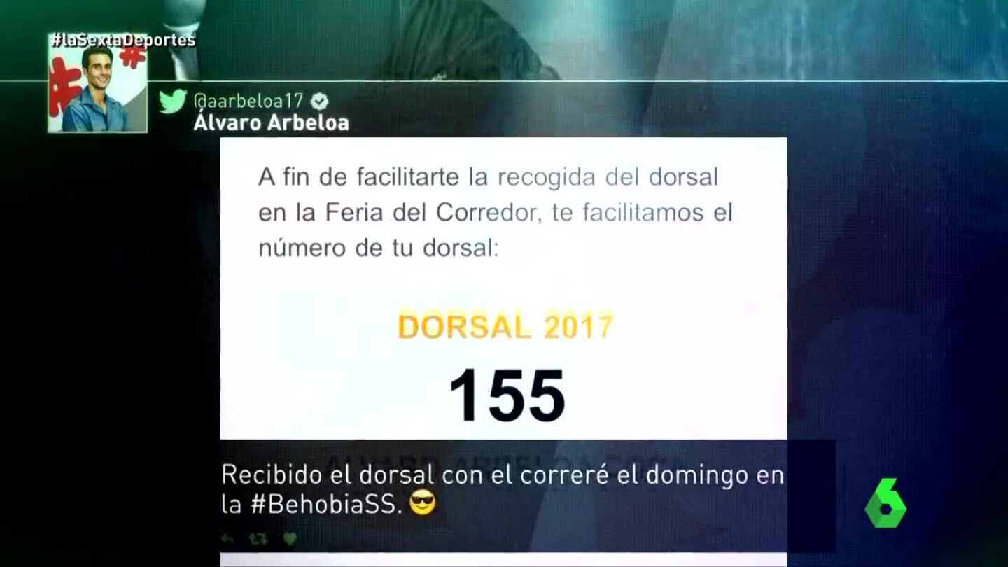 Arbeloa y su dorsal en la Behobia-San Sebastián