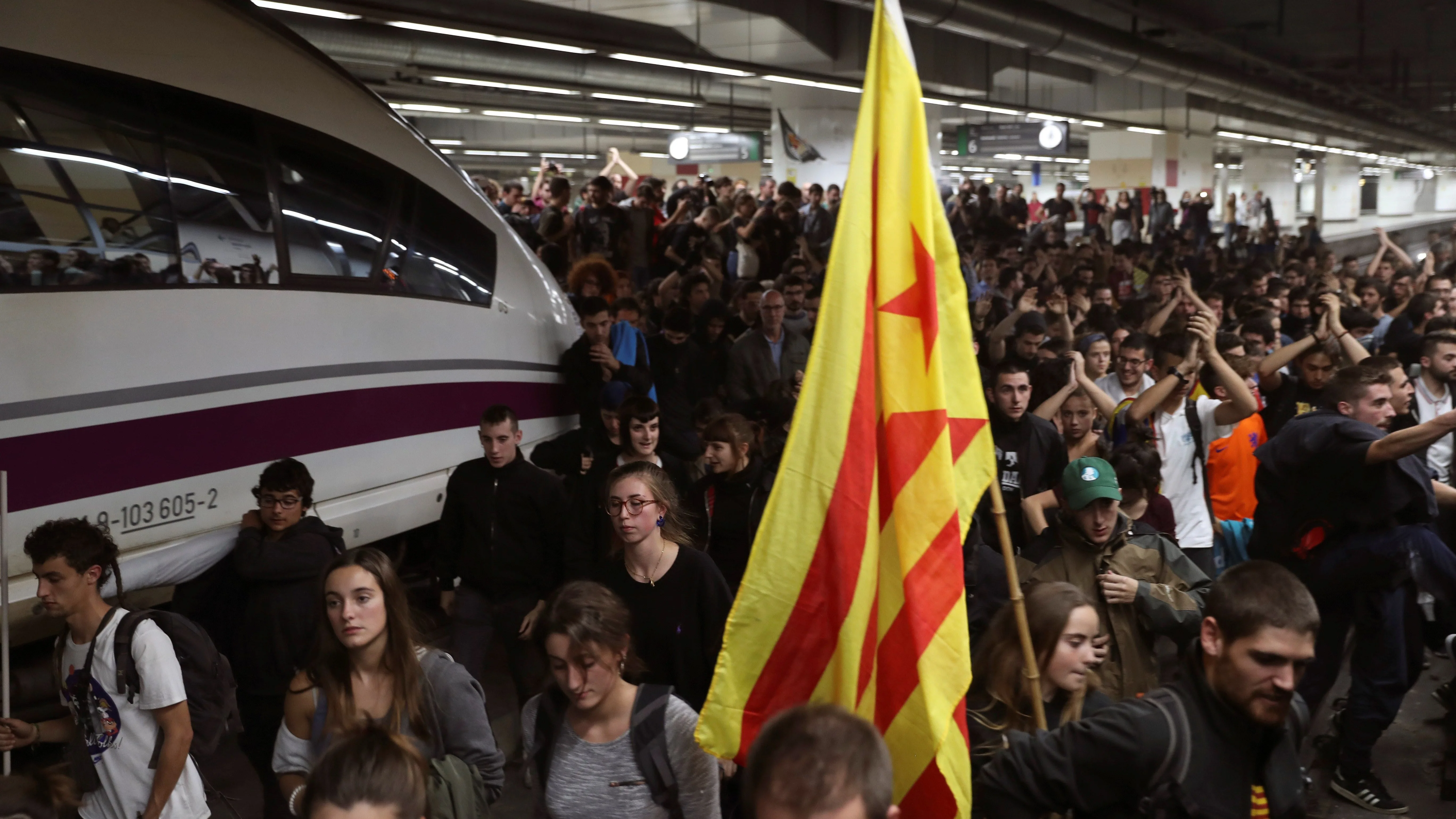 Los manifestantes ocuparon la estación de Barcelona-Sants