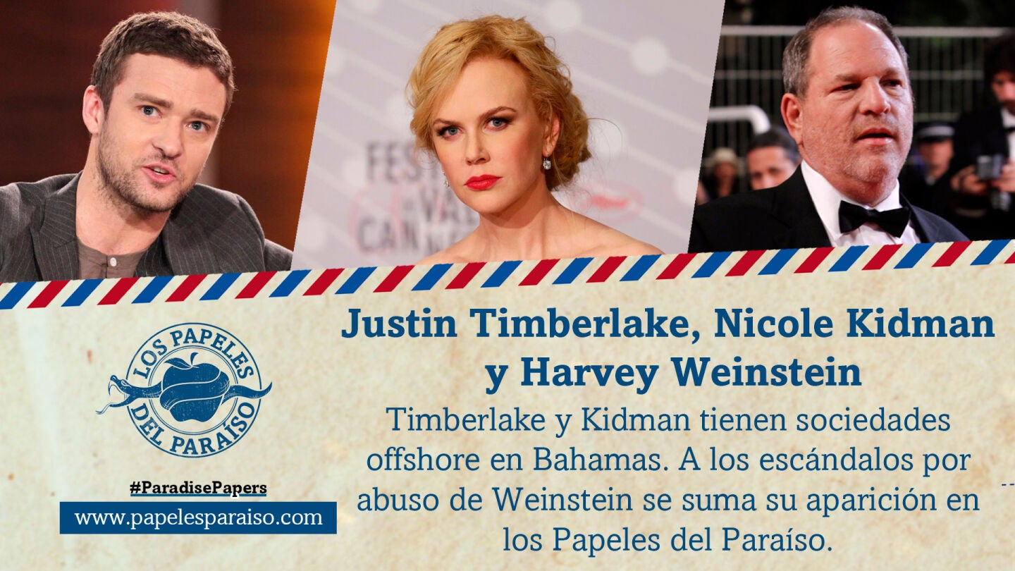 Justin Timberlake, Nicole Kidman y Harvey Weinstein figuran en los Papeles del Para&iacute;so