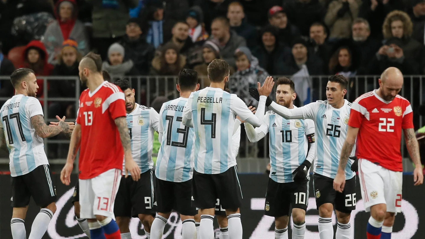 Los jugadores de la selección de Argentina celebran un gol Los jugadores de la selección de Argentina celebran un gol