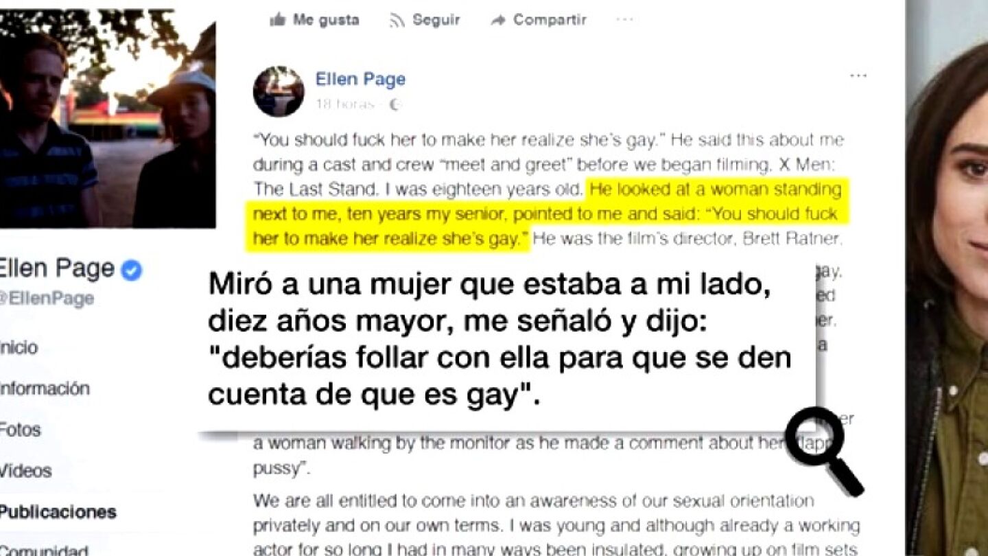 Ellen Page denuncia el acoso sexual que sufri&oacute;