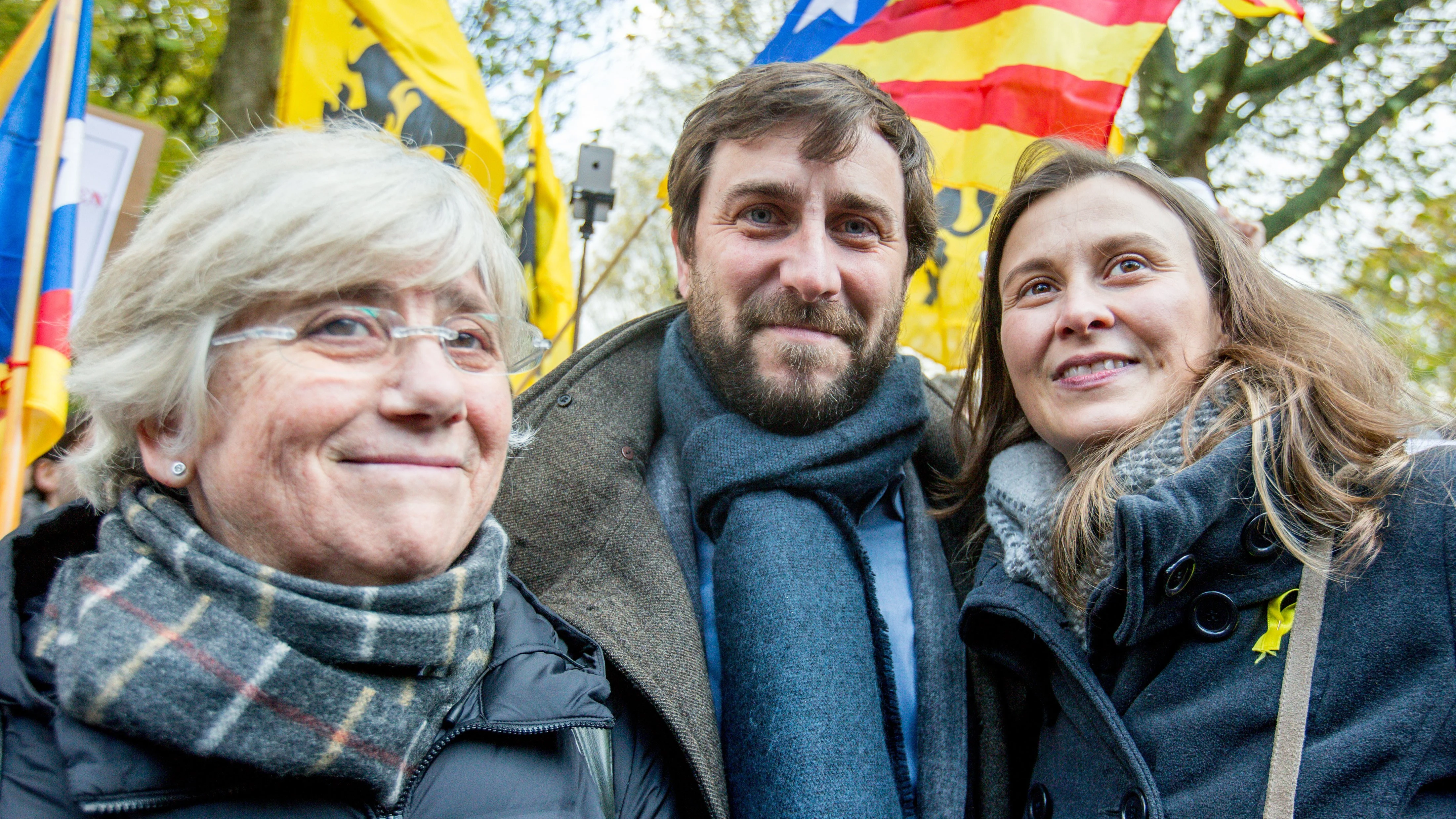 Los tres exconsejeros de la Generalitat de Cataluña Toni Comín, Clara Ponsatí y Meritxell Serret 