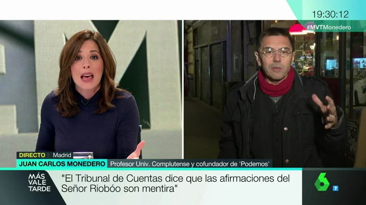 Tensa entrevista de Mamen Mendizábal a Juan Carlos Monedero: "Yo no le tengo que defender, se tiene que defender usted" Tensa entrevista de Mamen Mendizábal a Juan Carlos Monedero: "Yo no le tengo que defender, se tiene que defender usted"
