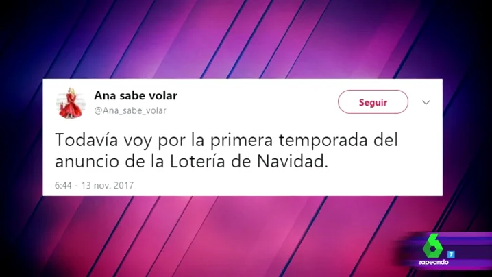 Tuit sobre el anuncio de la Lotería de Navidad