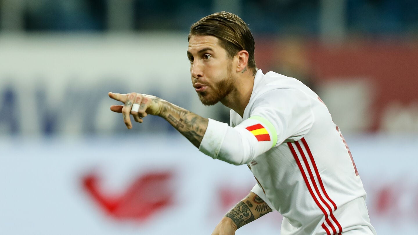 Sergio Ramos celebra un gol en el amistoso ante Rusia