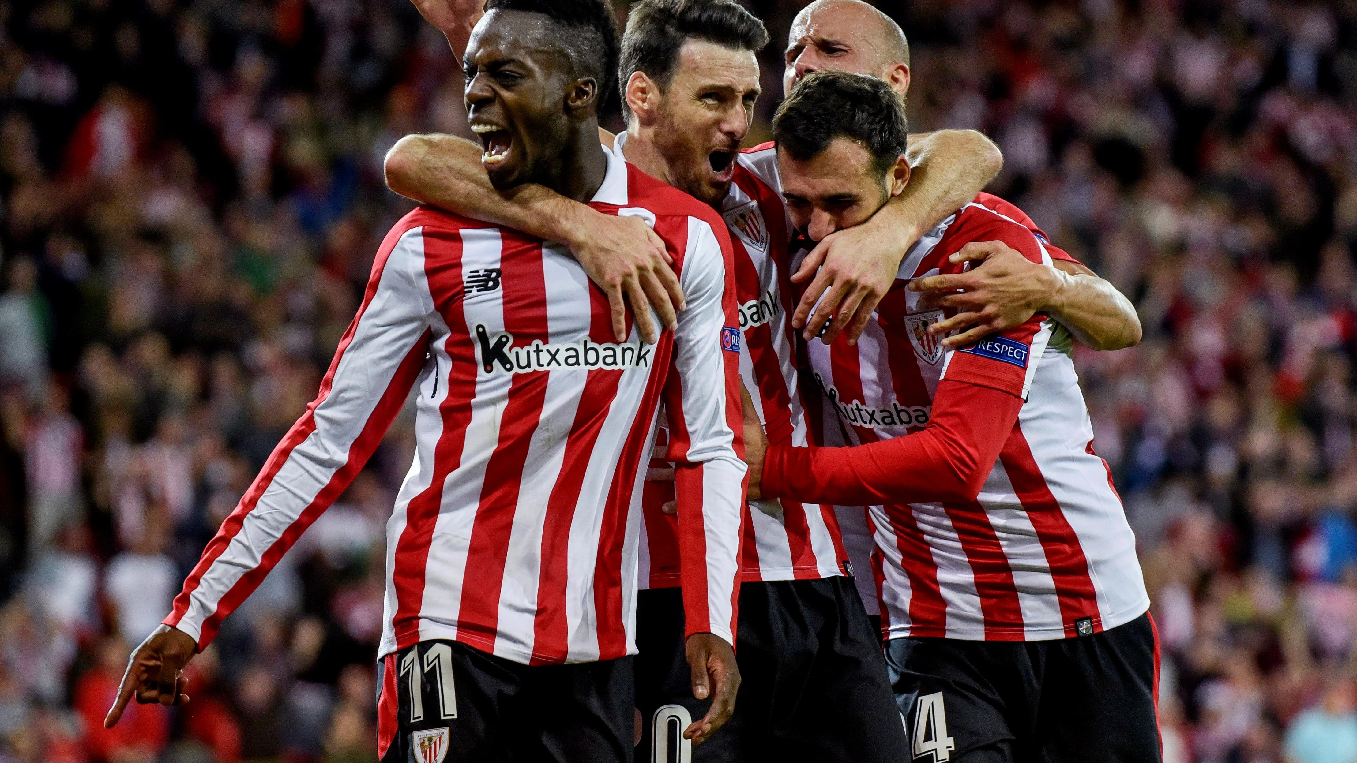 Los jugadores del Athletic celebran un gol