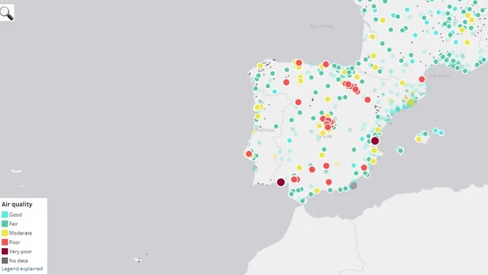 Mapa interactivo sobre la contaminación del aire en España Mapa interactivo sobre la contaminación del aire en España