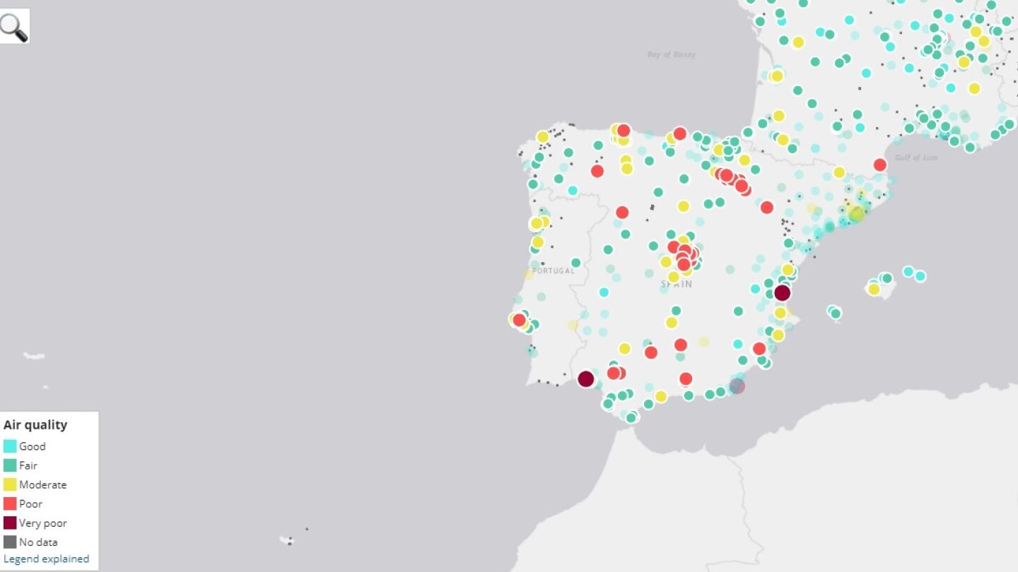Mapa interactivo sobre la contaminaci&oacute;n del aire en Espa&ntilde;a