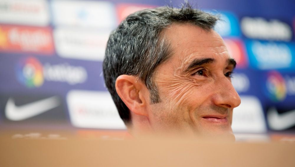 Ernesto Valverde, durante la rueda de prensa