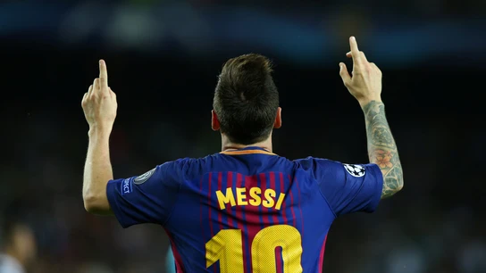 Leo Messi celebra un gol con el Barcelona Leo Messi celebra un gol con el Barcelona