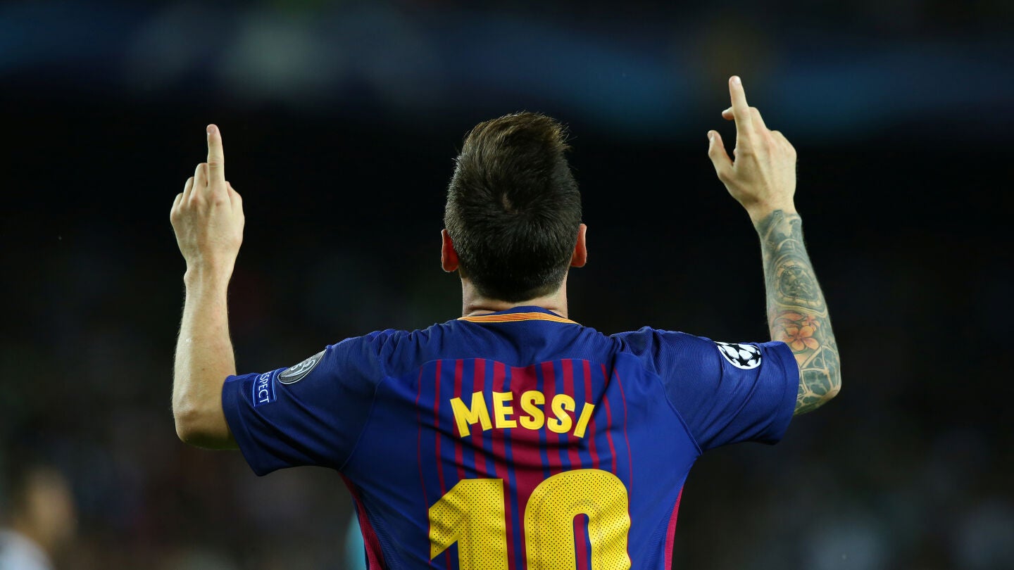 Leo Messi celebra un gol con el Barcelona