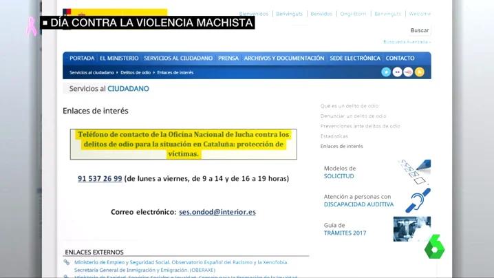 Una captura de la página web de Interior