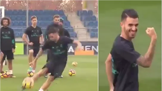 Ceballos y su golazo durante el entrenamiento Ceballos y su golazo durante el entrenamiento