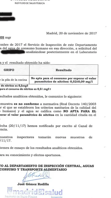 Informe sobre la calidad del agua de Madrid Salud Informe sobre la calidad del agua de Madrid Salud
