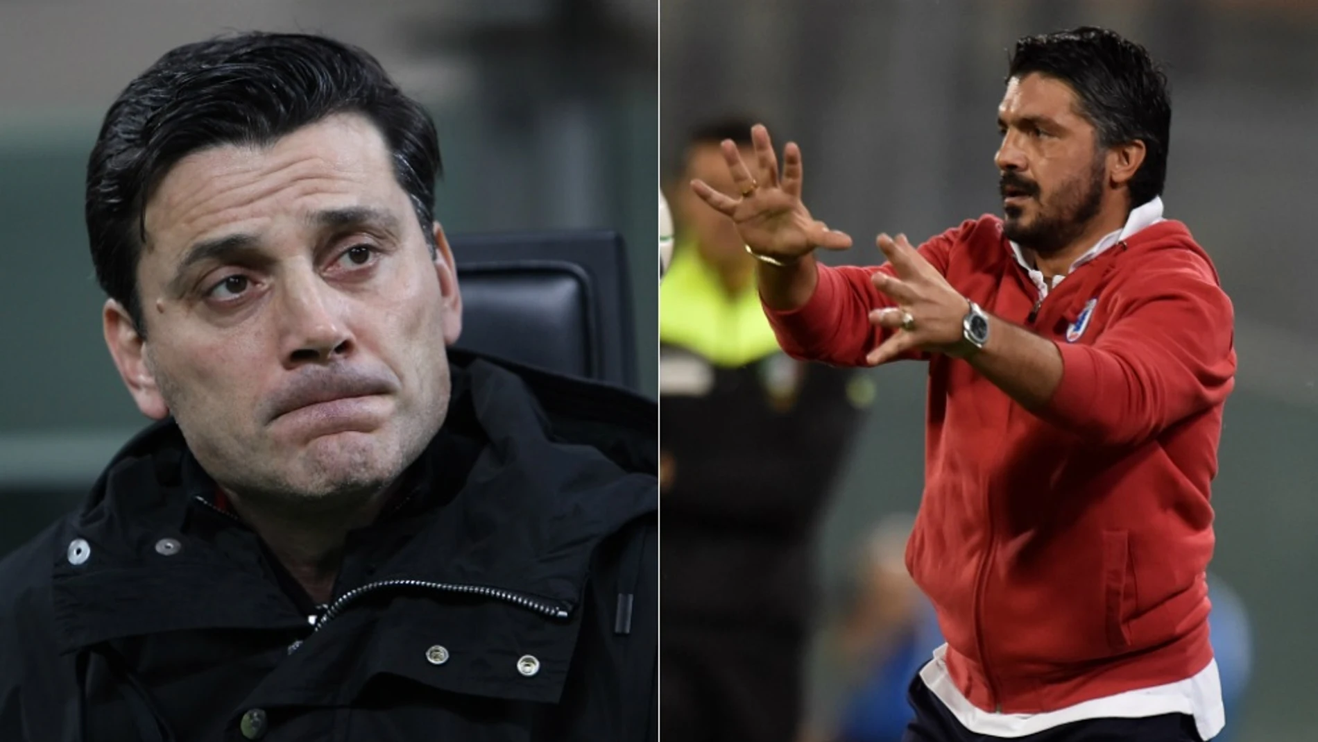 Montella (izquierda) ya no es entrenador del Milan; le sustituye Gattuso (derecha)