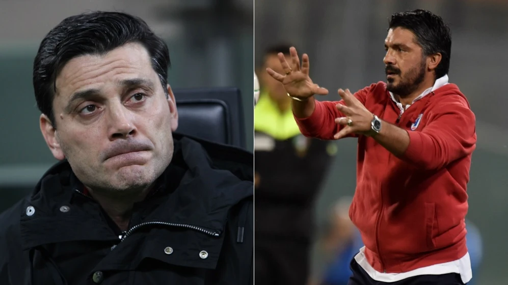 Montella (izquierda) ya no es entrenador del Milan; le sustituye Gattuso (derecha)