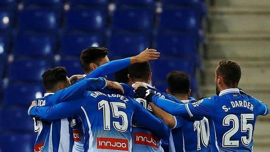 Los jugadores del Espanyol celebran el gol de Gerard Moreno Los jugadores del Espanyol celebran el gol de Gerard Moreno