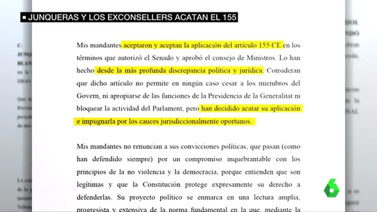 Oriol Junqueras insiste en que acepta el 155 y promete al Supremo actuar desde "el diálogo" Oriol Junqueras insiste en que acepta el 155 y promete al Supremo actuar desde "el diálogo"