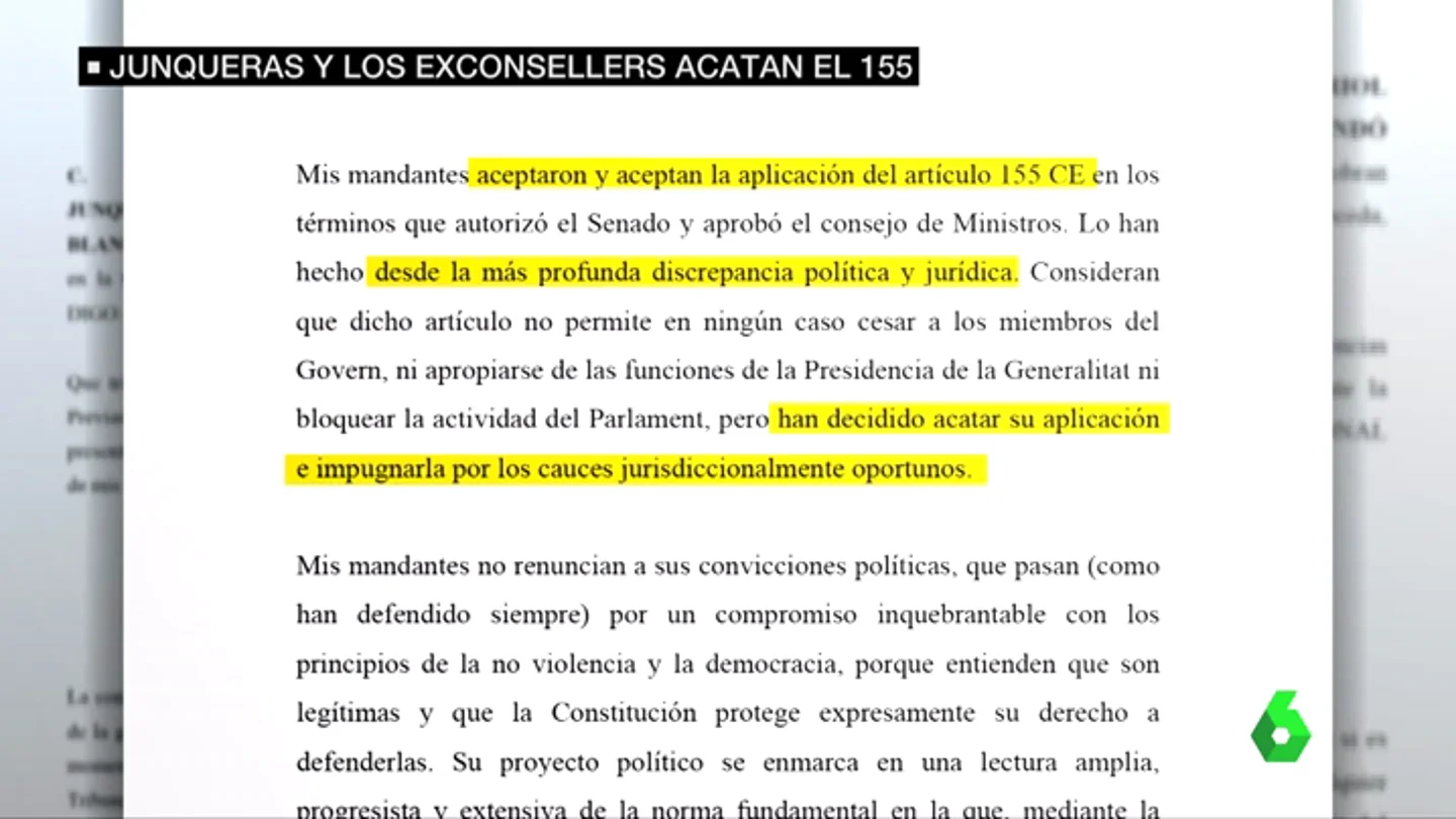 Oriol Junqueras insiste en que acepta el 155 y promete al Supremo actuar desde "el diálogo" Oriol Junqueras insiste en que acepta el 155 y promete al Supremo actuar desde "el diálogo"