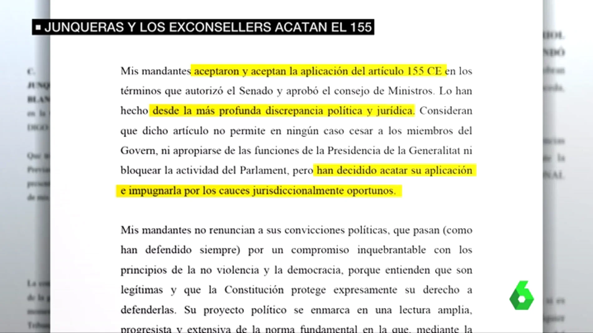 Oriol Junqueras insiste en que acepta el 155 y promete al Supremo actuar desde "el diálogo"