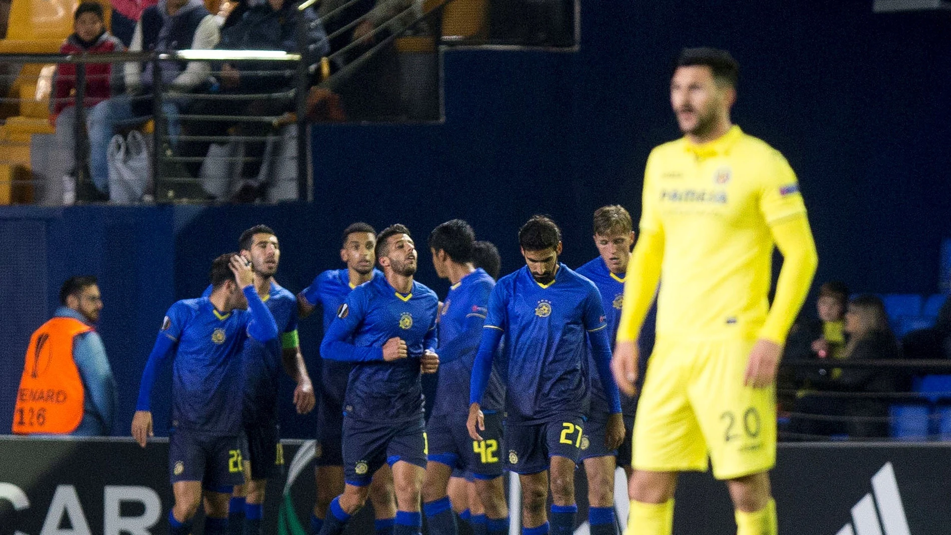 El Maccabi celebra su gol ante el Villarreal