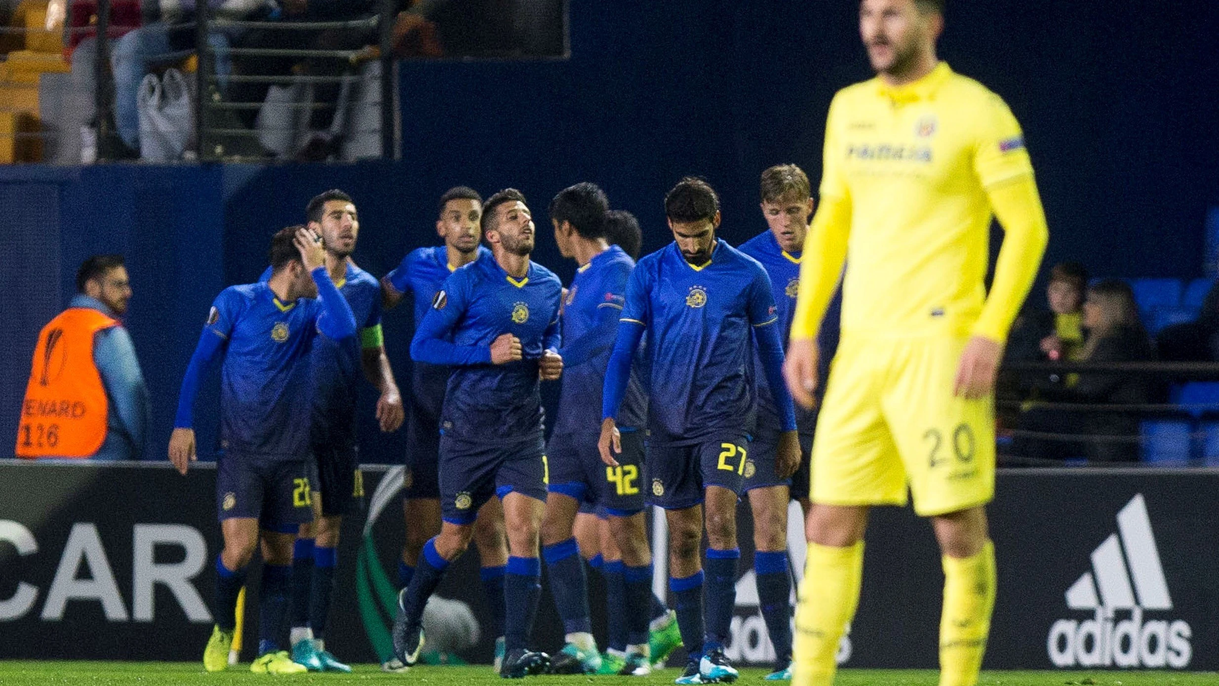 El Maccabi celebra su gol ante el Villarreal El Maccabi celebra su gol ante el Villarreal