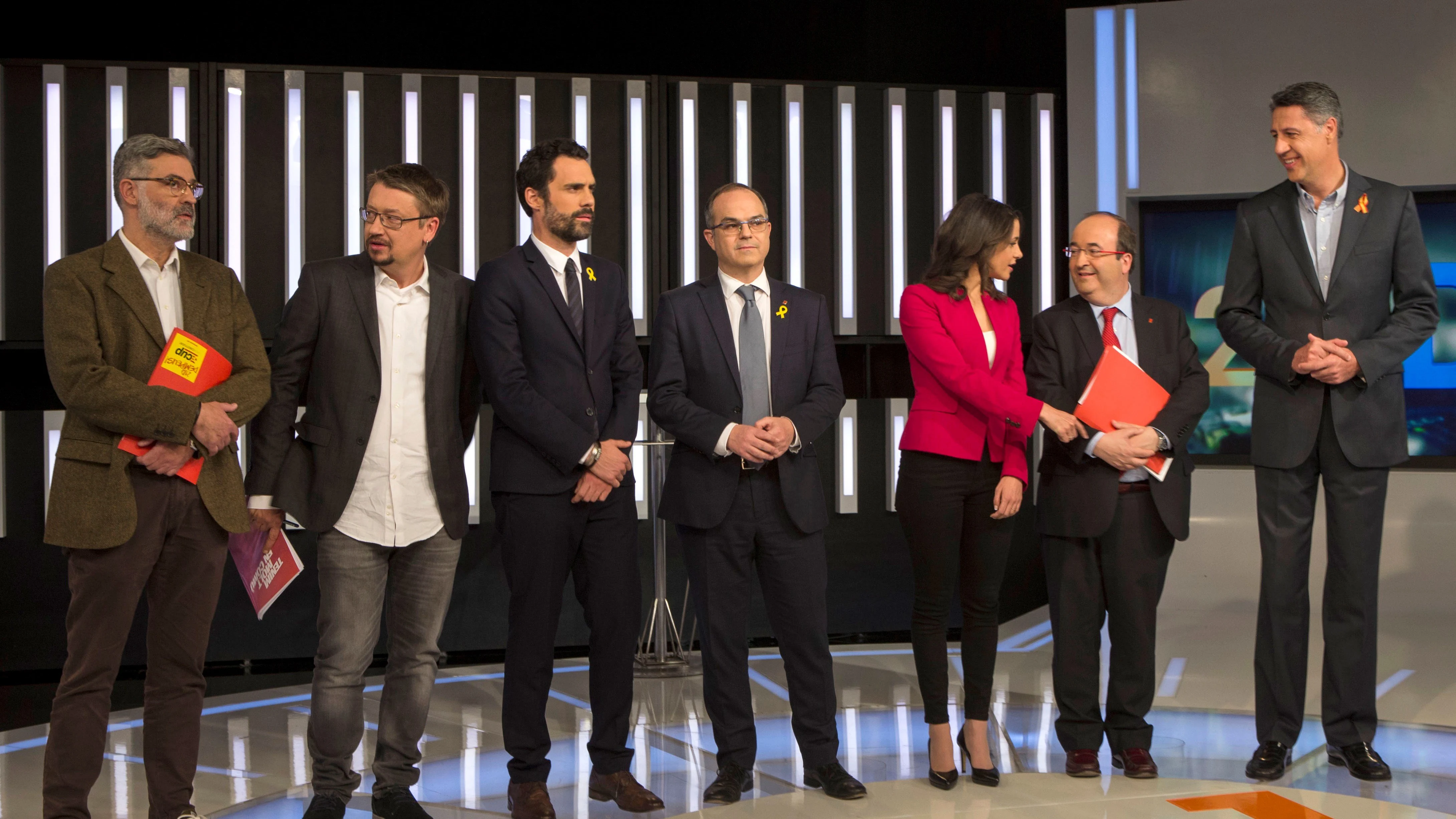 Los candidatos a las elecciones catalanas del 21D en el debate a siete