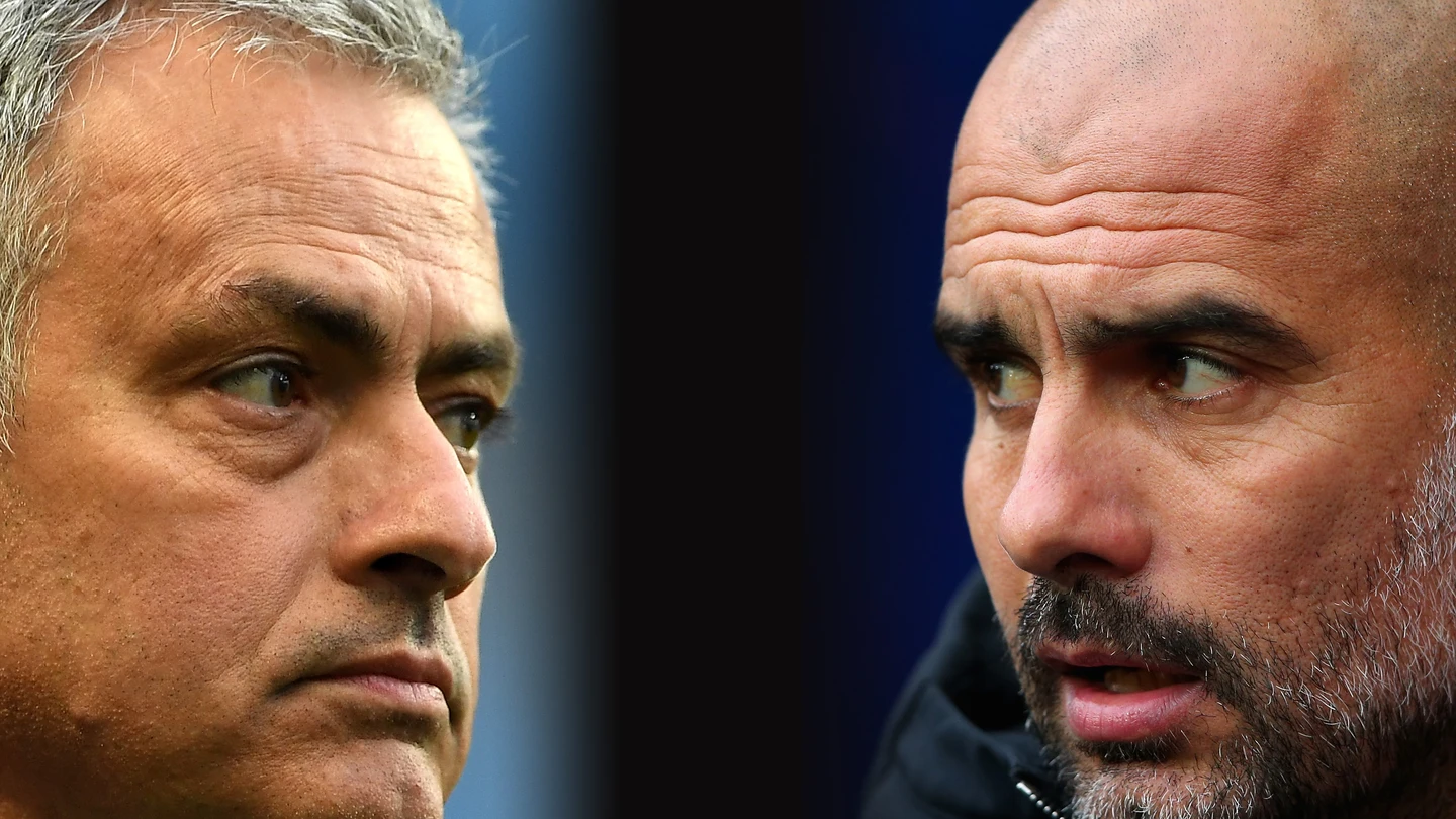 Mourinho y Guardiola, frente a frente en el derbi de Manchester Mourinho y Guardiola, frente a frente en el derbi de Manchester