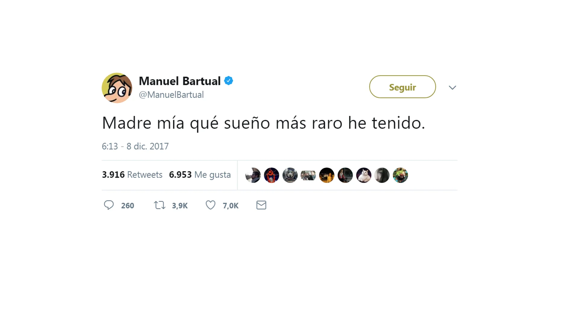 Mensaje de Twitter de Manuel Bartual