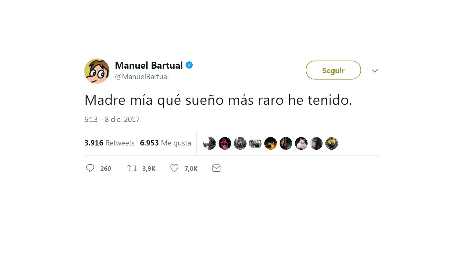 Mensaje de Twitter de Manuel Bartual