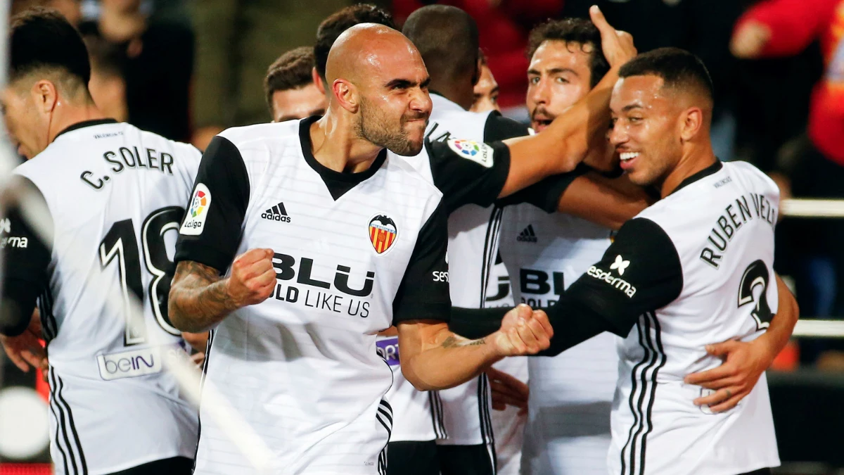 El Valencia celebra un gol