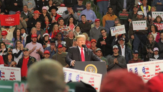 El presidente de EEUU, Donald Trump, durante el mitin El presidente de EEUU, Donald Trump, durante el mitin