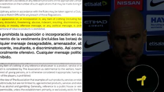 &iquest;Qu&eacute; dicen la Premier y la UEFA sobre el lazo amarillo de Guardiola?