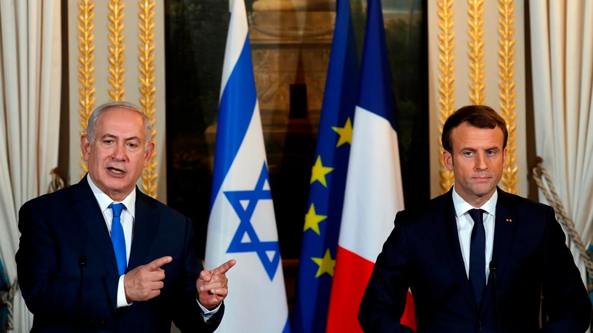 Netanyahu y Macron en una reunión en Francia