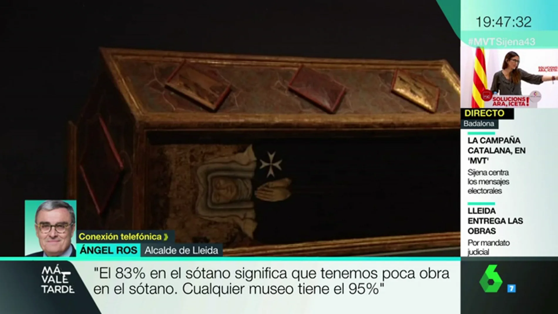 Ángel Ros: "Tener el 83% de las obras de Sijena en el sótano es poco. Cualquier museo tiene el 95%"