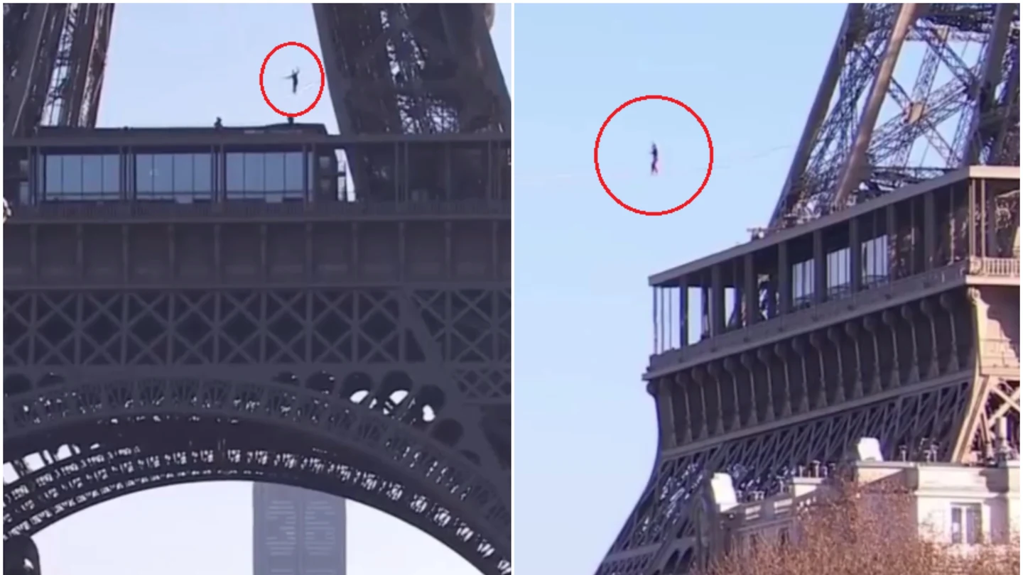 Nathan Paulin cruza desde la Torre Eiffel hasta Trocadero Nathan Paulin cruza desde la Torre Eiffel hasta Trocadero