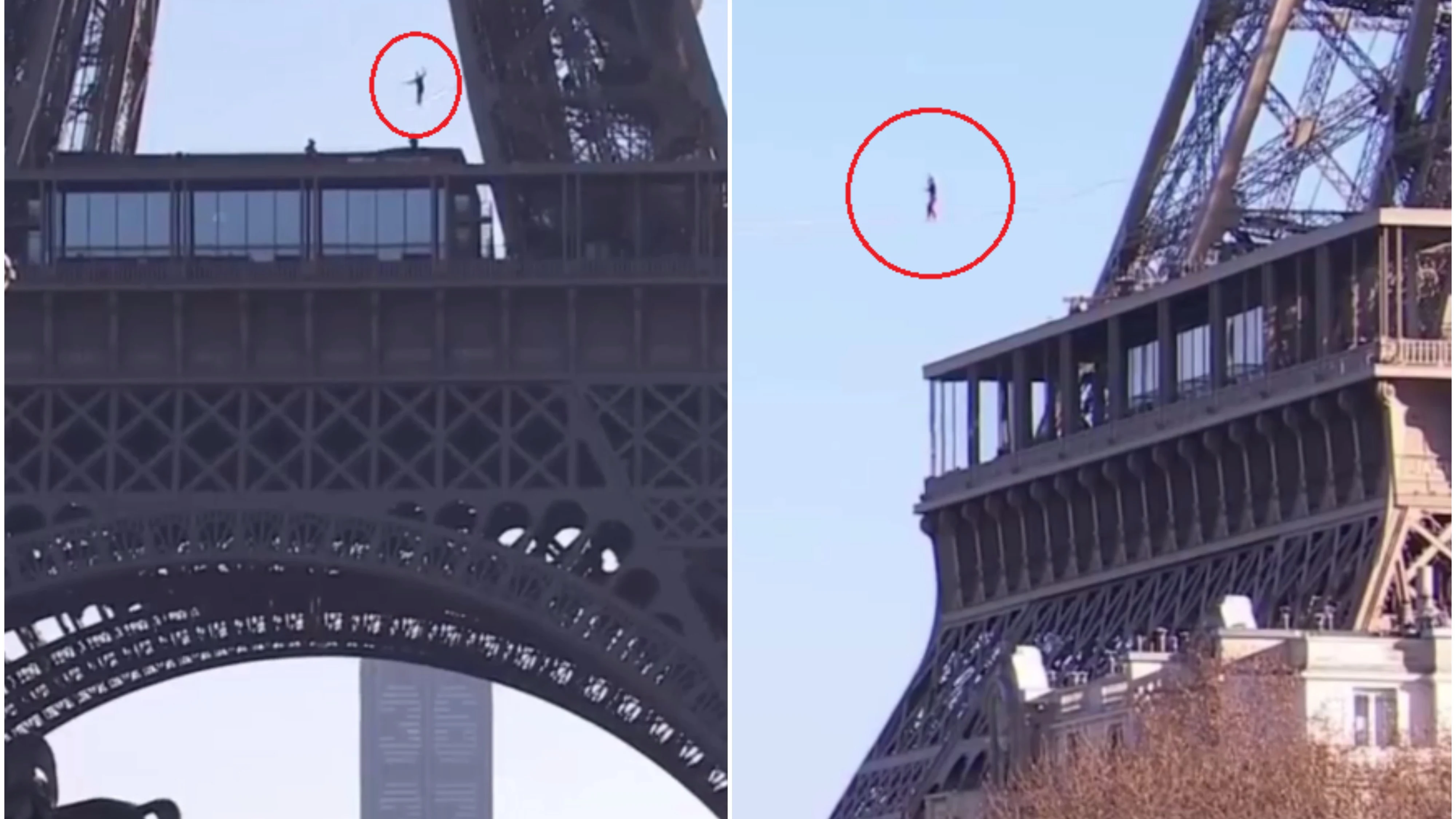 Nathan Paulin cruza desde la Torre Eiffel hasta Trocadero Nathan Paulin cruza desde la Torre Eiffel hasta Trocadero