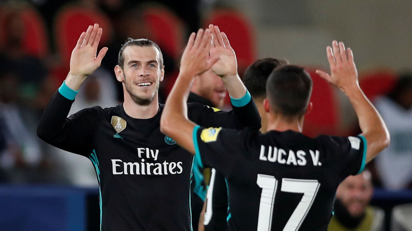 Bale y Lucas V&aacute;zquez celebran el gol de la victoria