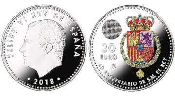 Moneda para conmemorar el aniversario del rey Felipe VI