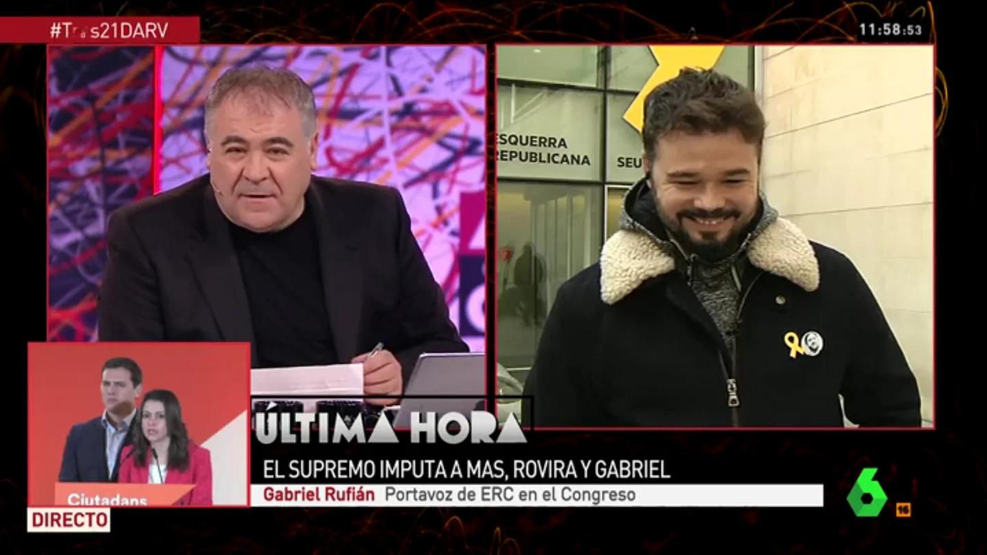 Gabriel Rufián improvisa un tuit en ARV Gabriel Rufián improvisa un tuit en ARV