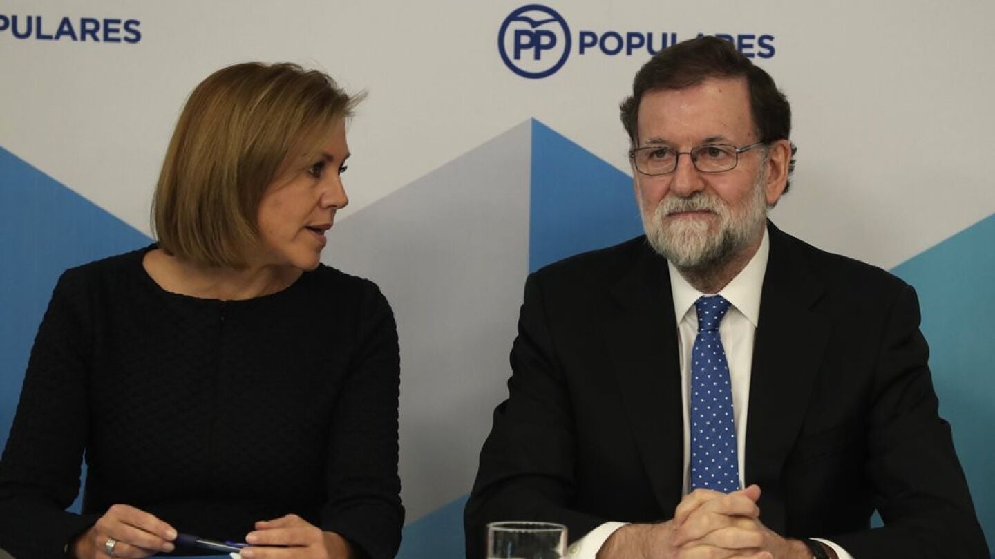 Rajoy y Cospedal en el comit&eacute; del Partido Popular