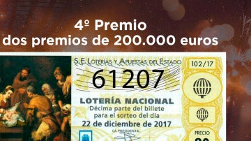 61207, segundo cuarto premio del Sorteo de Lotería de Navidad