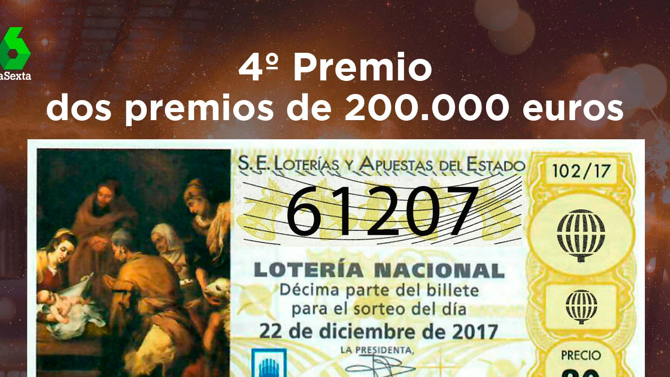 61207, segundo cuarto premio del Sorteo de Lotería de Navidad