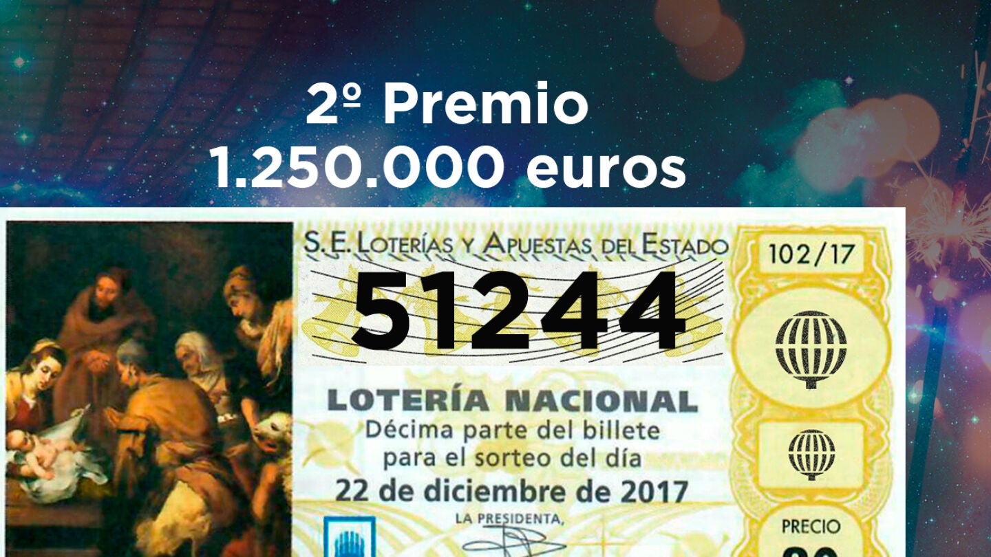 51.244, segundo premio del sorteo de Loter&iacute;a de Navidad