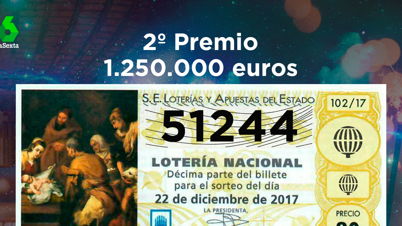 51.244, segundo premio del sorteo de Lotería de Navidad