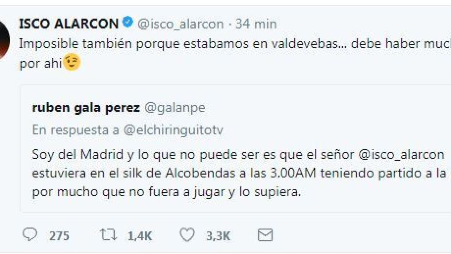 Respuesta de Isco a un tuitero