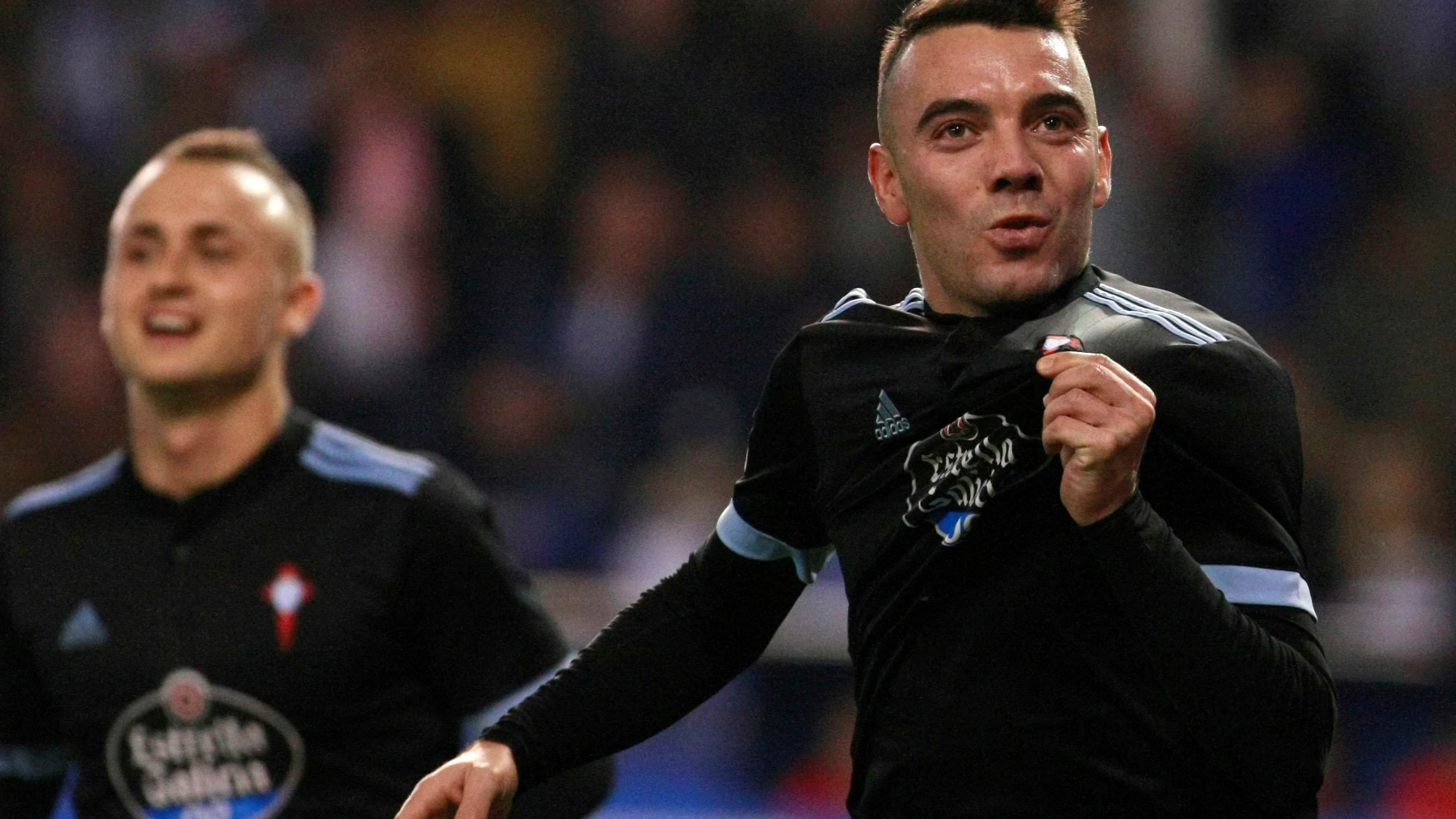 Iago Aspas celebra un gol en Riazor