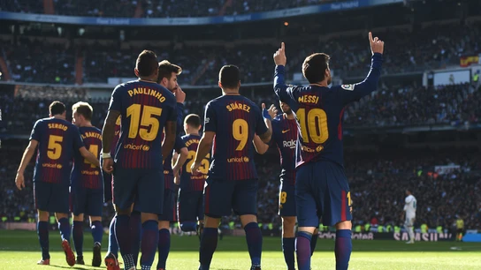 Leo Messi celebra su gol en el Santiago Bernabéu Leo Messi celebra su gol en el Santiago Bernabéu