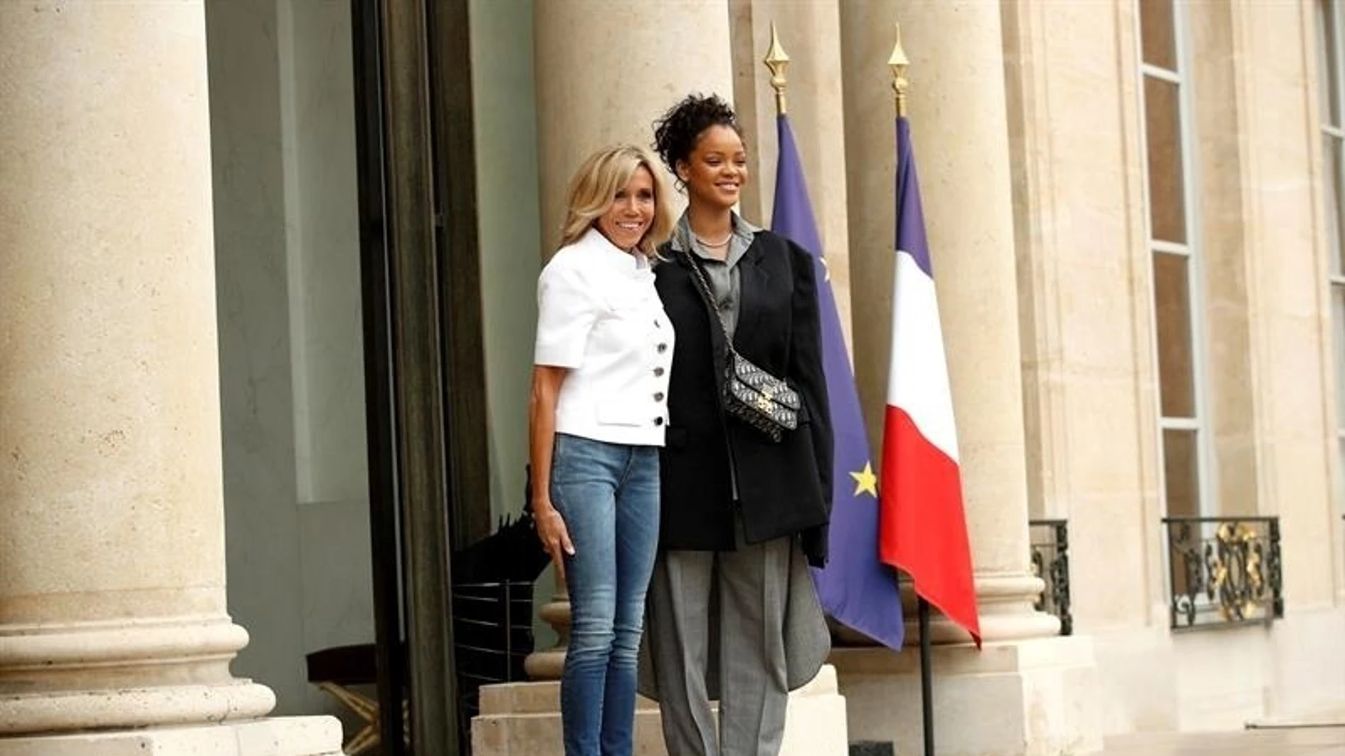 Brigitte Trogneux y Rihanna durante su visita al Elíseo